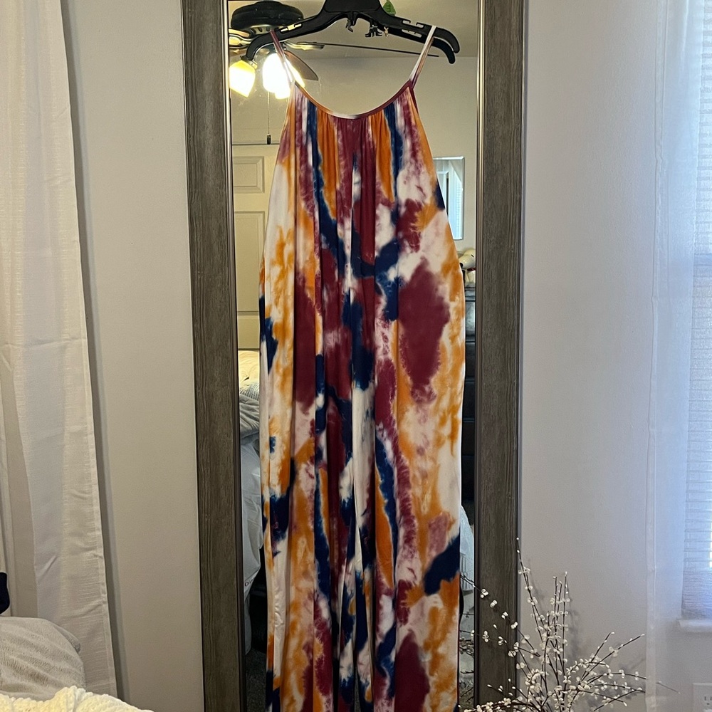 Colorful wide leg spaghetti strap jumpsuit